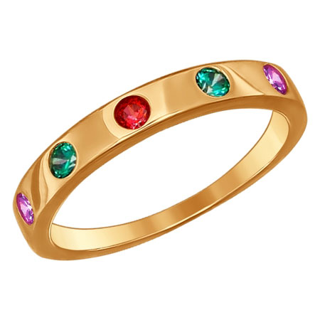 Кольцо, золото, фианит, 017156
